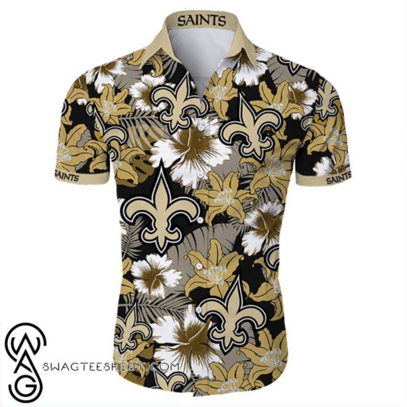 New orleans saints tropical flower hawaiian shirt – Maria