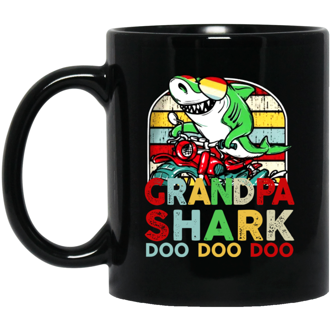 Biker Grandpa Shark Doo Doo Doo Vintage Gift Mug