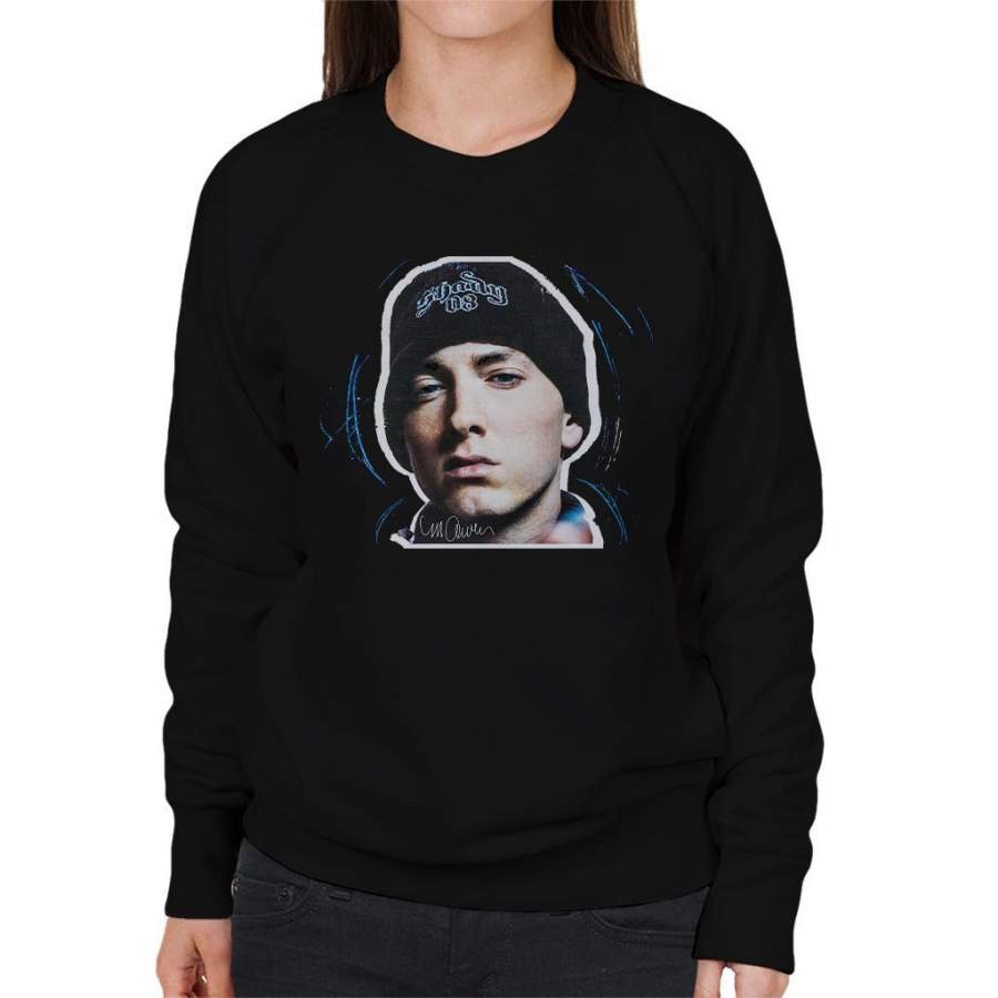 Sidney Maurer Original Portrait Of Eminem Shady Hat Women’s Sweatshirt