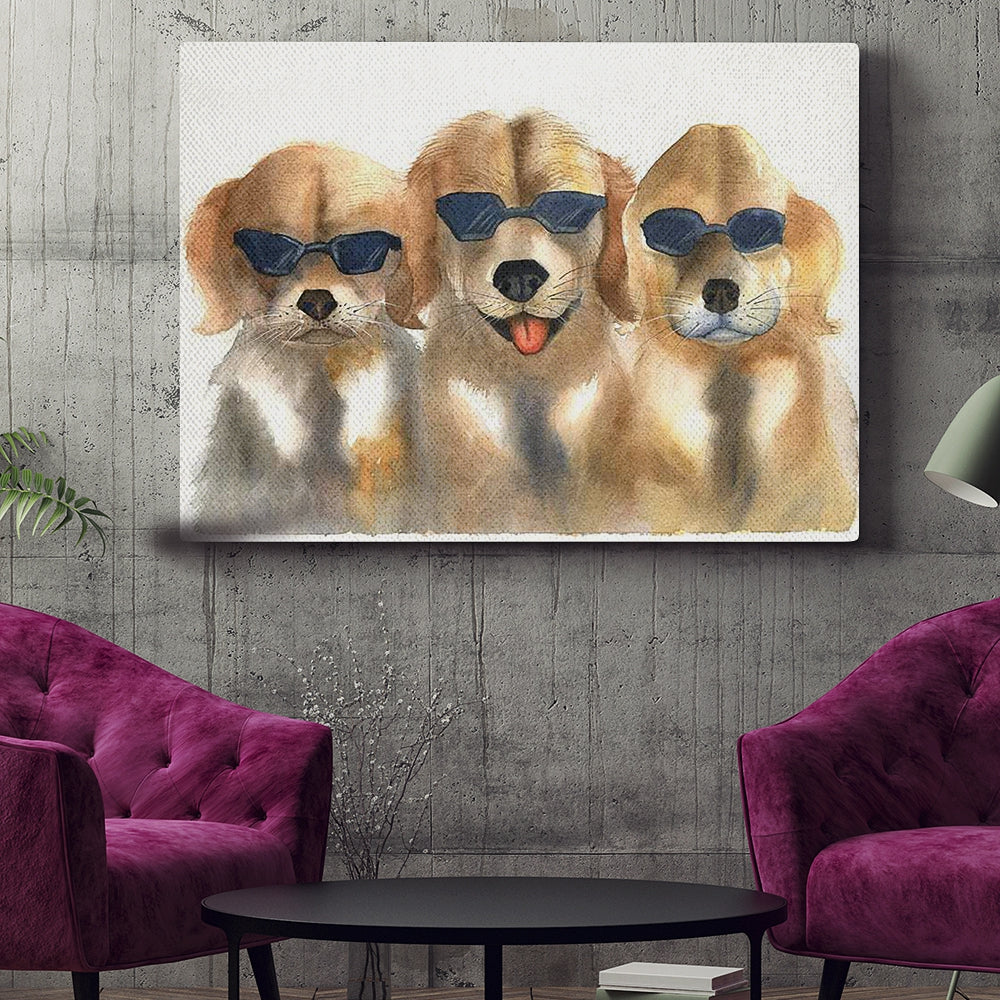 Dog Landscape Canvas – Dogs In Glasses – Golden Retriever Puppy – Dog Canvas Print – Dog Wall Art Canvas – Dog Poster Printing – Dog Canvas Art – Furlidays