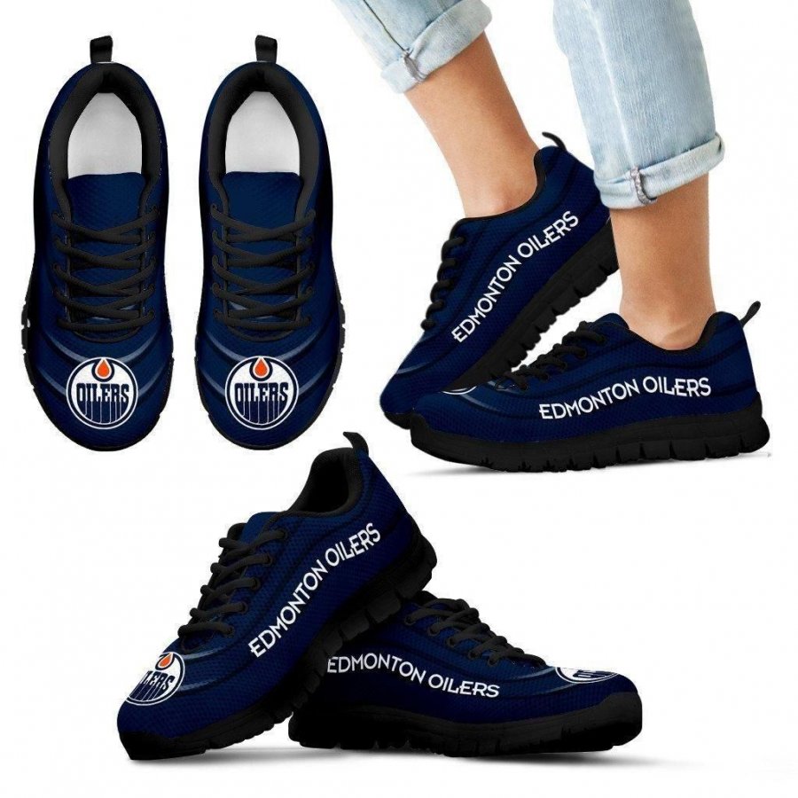 Wave Red Floating Pattern Edmonton Oilers Sneakers #139