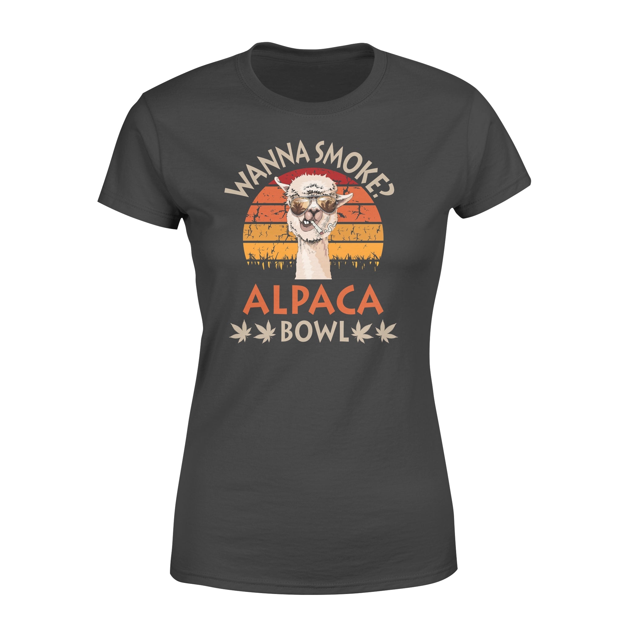 Wanna Smoke Alpaca Bowl Funny Llama Is Smoking – Premium Women’s T-shirt