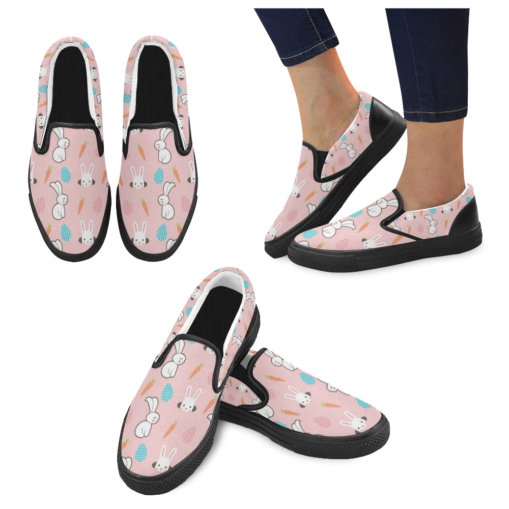 Rabbit Black Women’s Slip-on Canvas Shoes