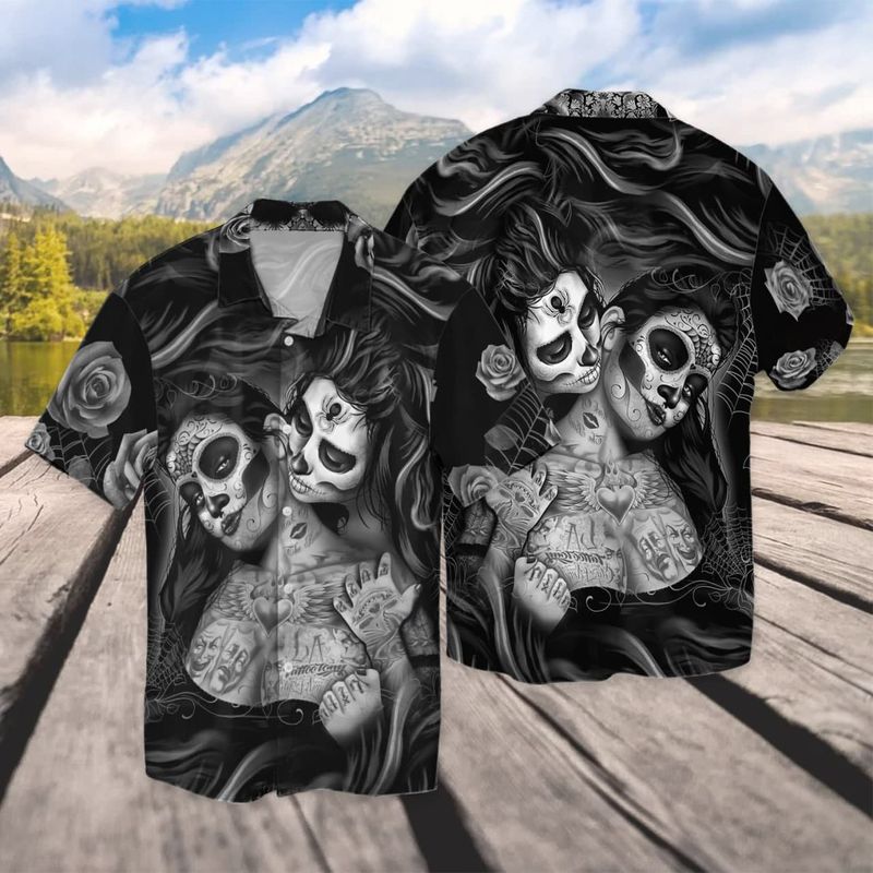 Lesbian Skull Couple Pride Romance Full Print Hawaii Shirt Ha81582