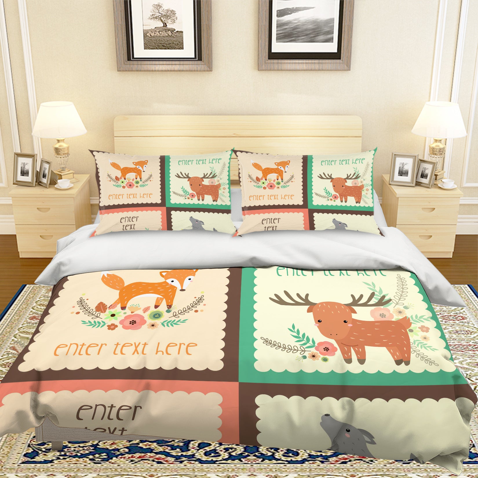 3D Cartoon Animal Quilt Cover Set Bedding Set Pillowcases 48