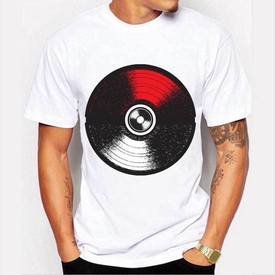 The Latest Leisure Fashion Personalized Disc Pattern Printed High – Quality Short – Sleeved Round Neck White Men ‘S T – Shirt