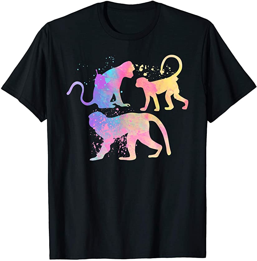 ”Watercolor Monkeys” Animal Lover T-Shirt