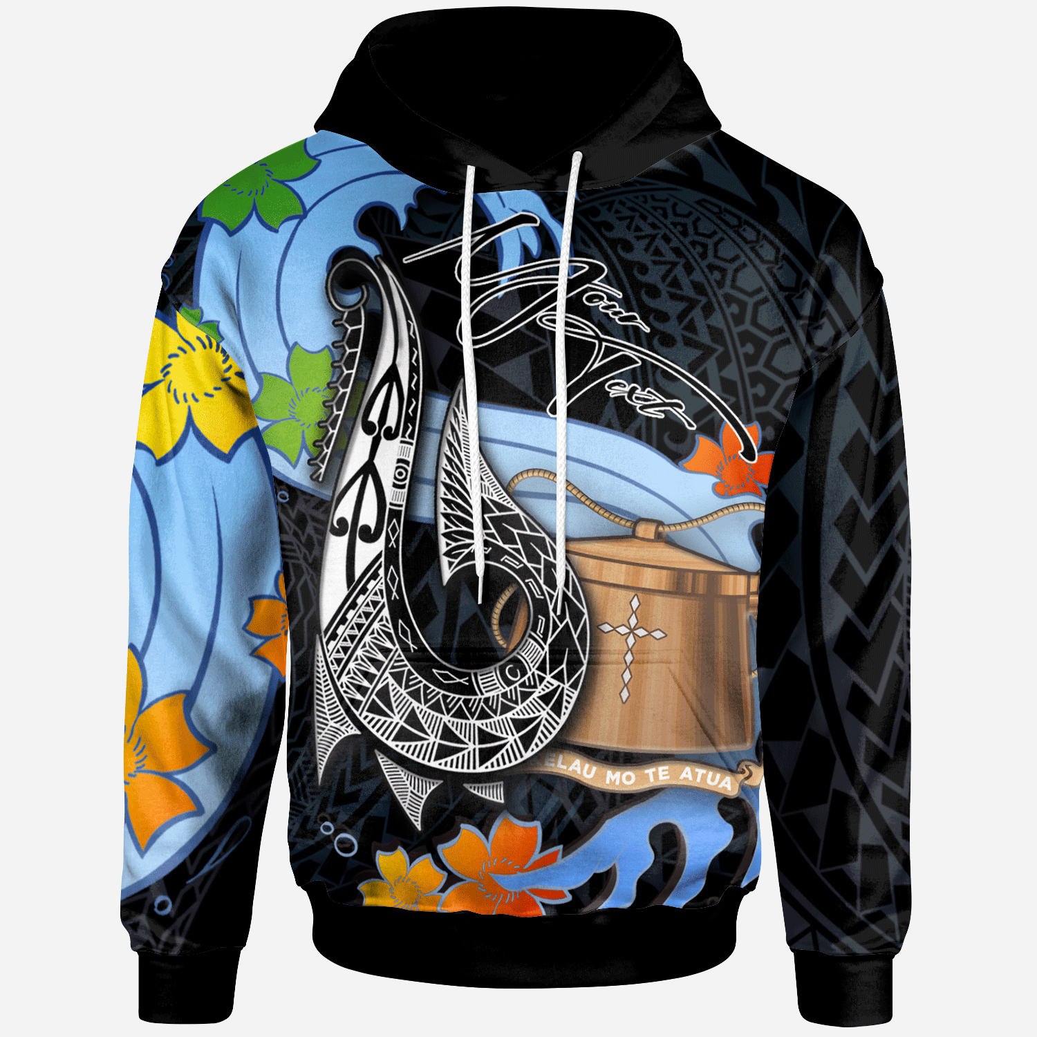 Tokelau Custom Personalised Hoodie – Fish Hooks And Wave – BN01