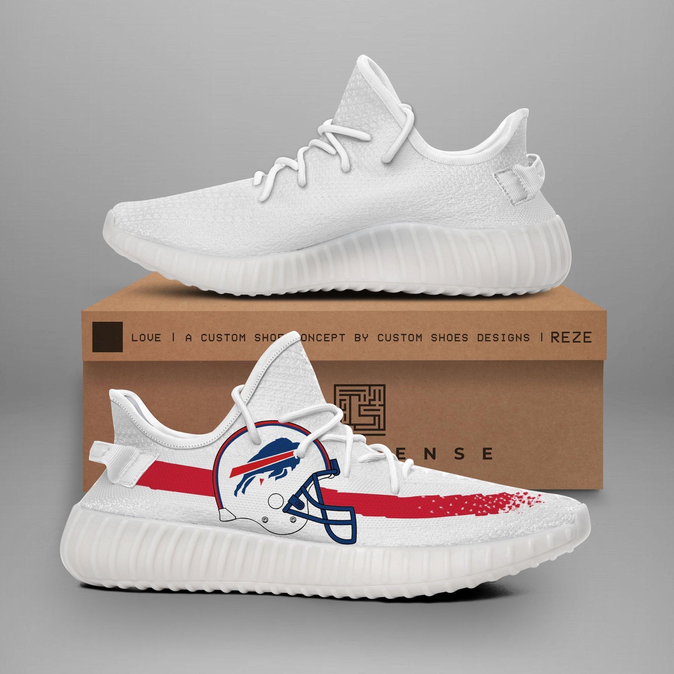 Buffalo Bills Helmet Custom Yeezy Teams Yeezy Boost 350 V2 Top Trending Custom Shoes Gift