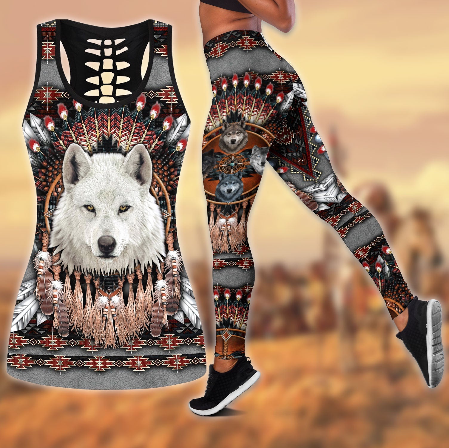 Wolf Native American 3D All Over Printed Combo Legging + Tanktop Hht22012202