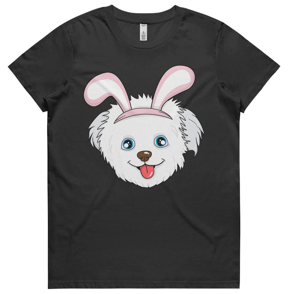 Cute Easter Maltese Dog Bunny Ears Rabbit Womens Tshirts