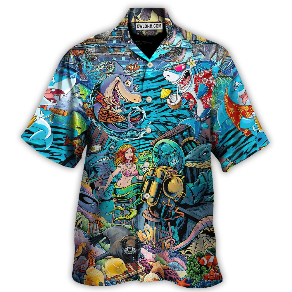 Shark Bar With Animal Underwater – Hawaiian Shirt  – Owl Ohh