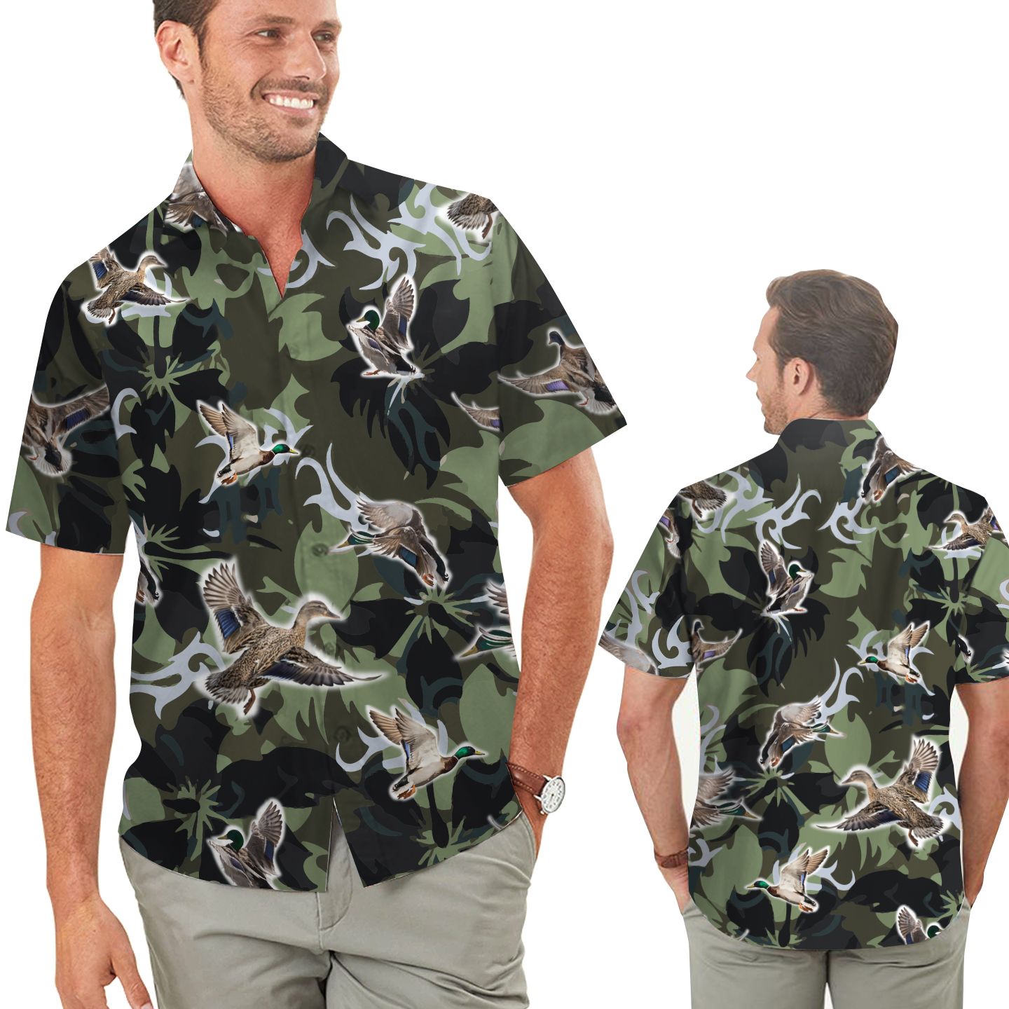 Camouflage Mallard Duck Hunting Men Hawaii Shirt For Hunters In Daily Life Ha70339