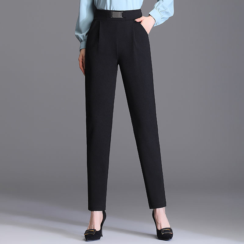 Spring Women High Waist Solid Elegant Ankle-Length Pants Office Ladies Skinny Chic Trousers Female Casual Fashion Pant alx