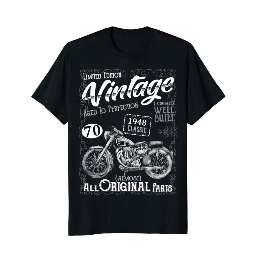 1948 Vintage 70th Birthday Funny Motorbike Tshirt