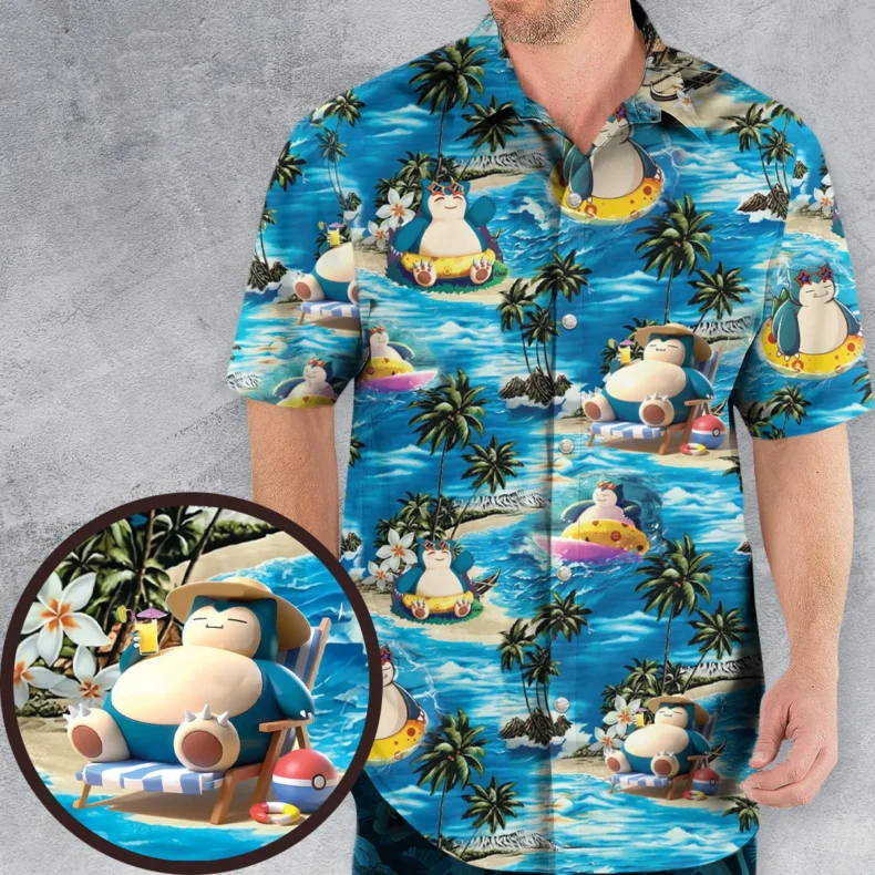 Snorlax Surfing Summer Vibes Hawaiian Shirt