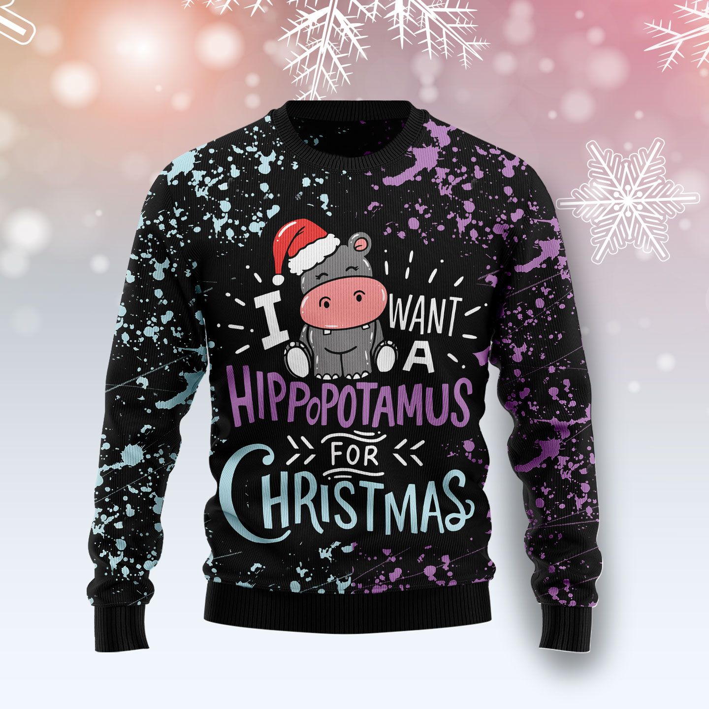 Hippo Christmas Ugly Christmas Sweater | For Men & Women | Adult | Us4870