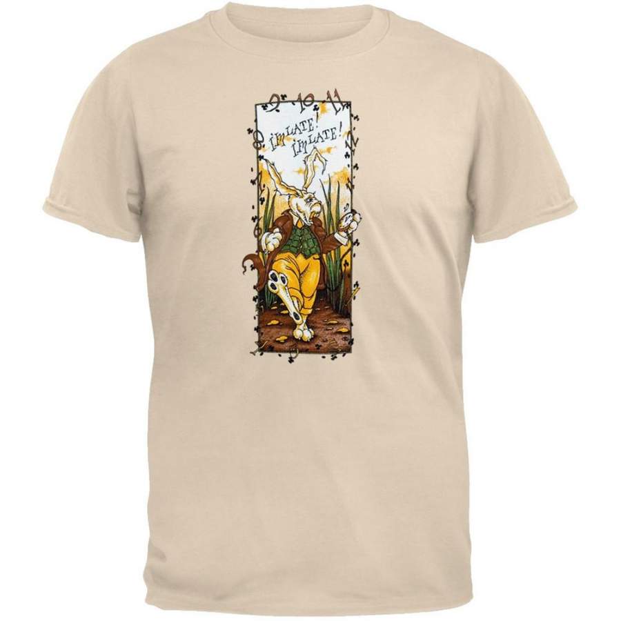 Alice In Wonderland – Late Rabbit – Tan T-Shirt