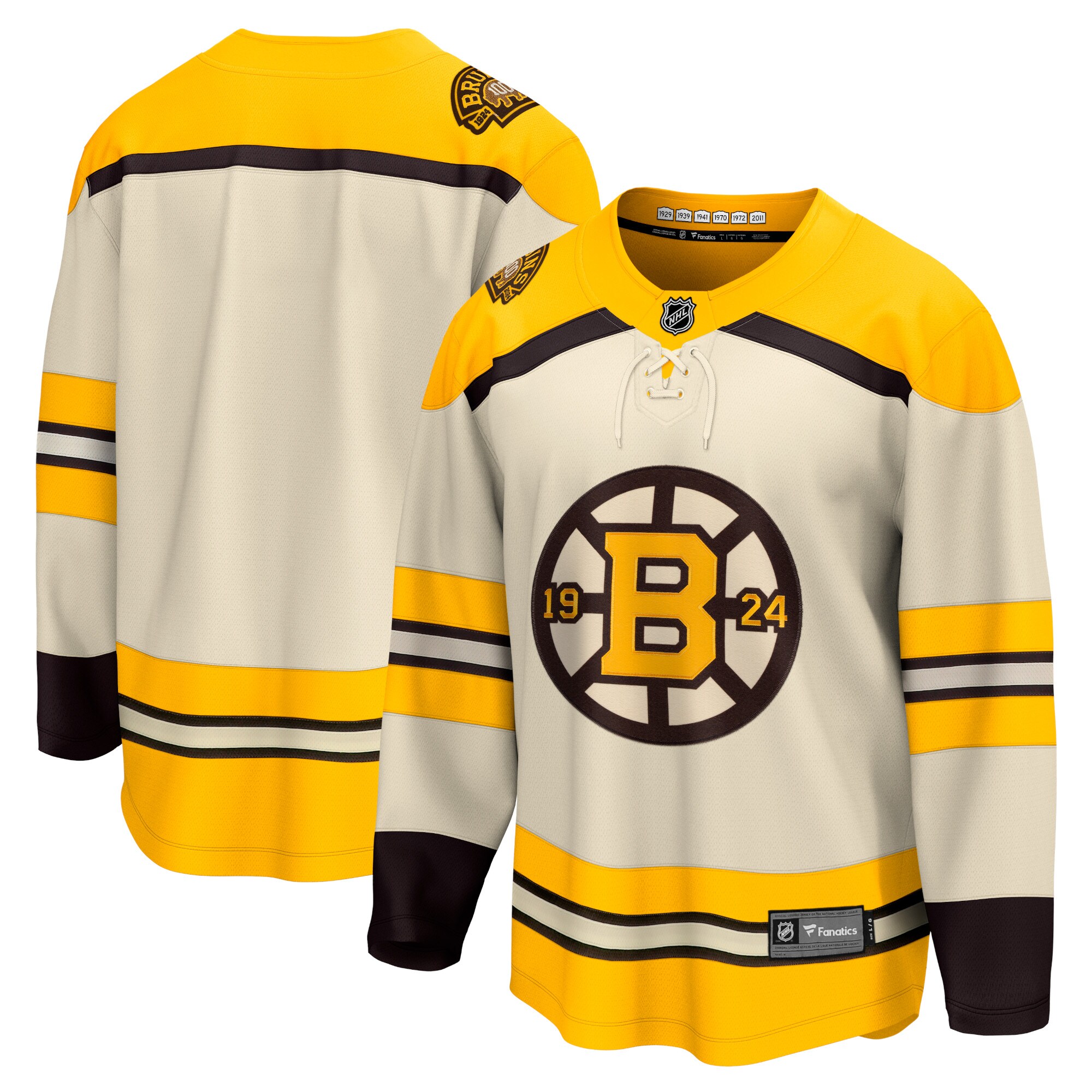 Men's Boston Bruins Cream 100th Anniversary Premier Breakaway Jersey