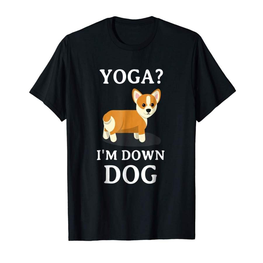 Yoga? I’M Down Dog Funny T-Shirt By Thrifty Birds Men’S Cotton T-Shirt