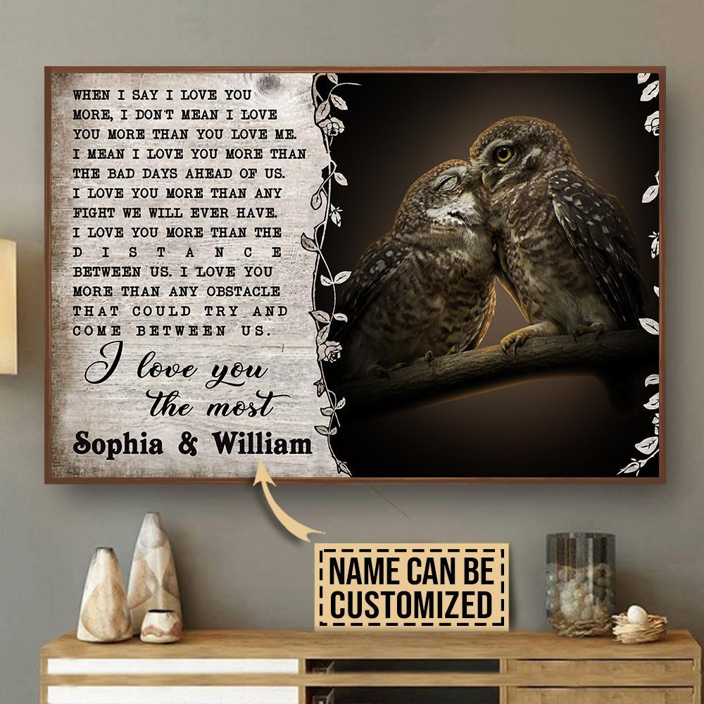 Aeticon Gifts Personalized Owl Love You The Most Canvas Mom Dad Gift Home Decor