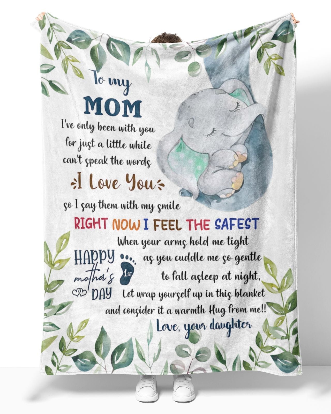 Personalized To My Mom Cute Elephant Blanket From Daughter, To My Mom I’Ve Only Been With You For Just A Little While Cute Elephant Blanket For Mom