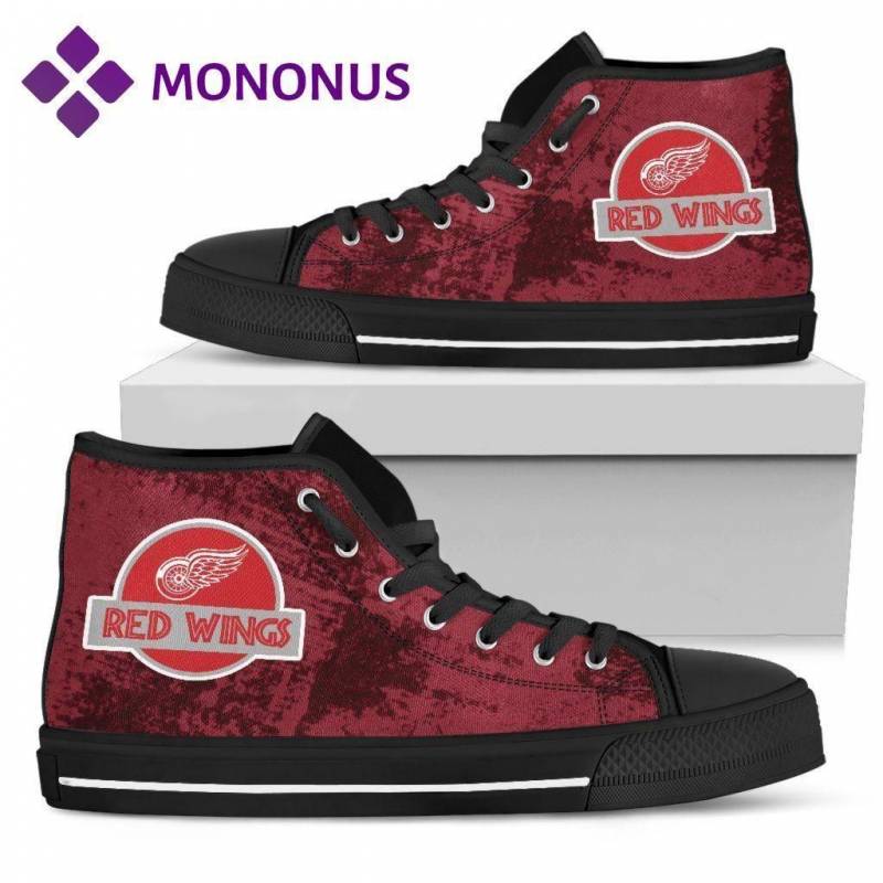 Jurassic Park Detroit Red Wings High Top Shoes Black v1