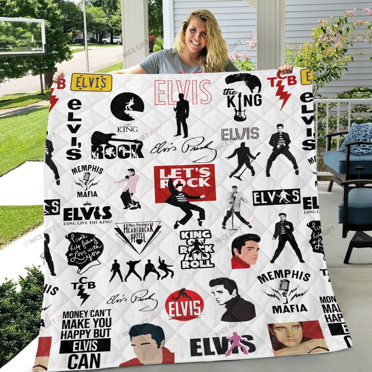 Elvis Presley Fleece Blanket Blk-Z0O4