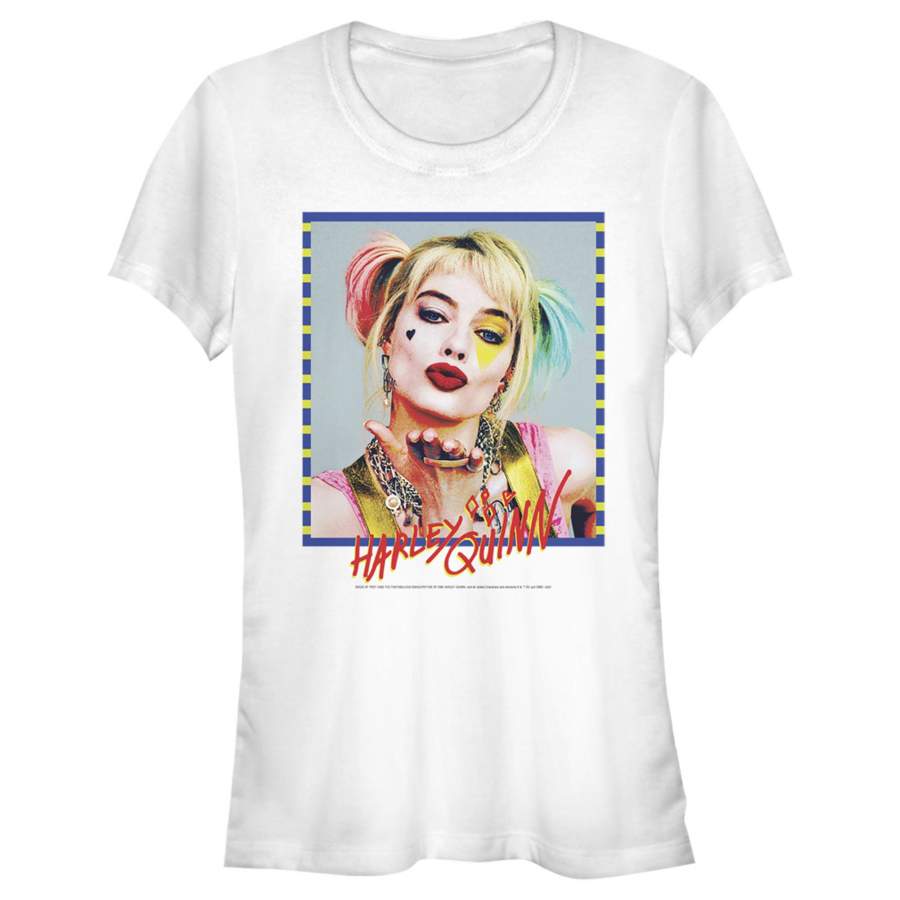 Birds of Prey Junior’s Harley Quinn Blowing Kiss  T Shirt