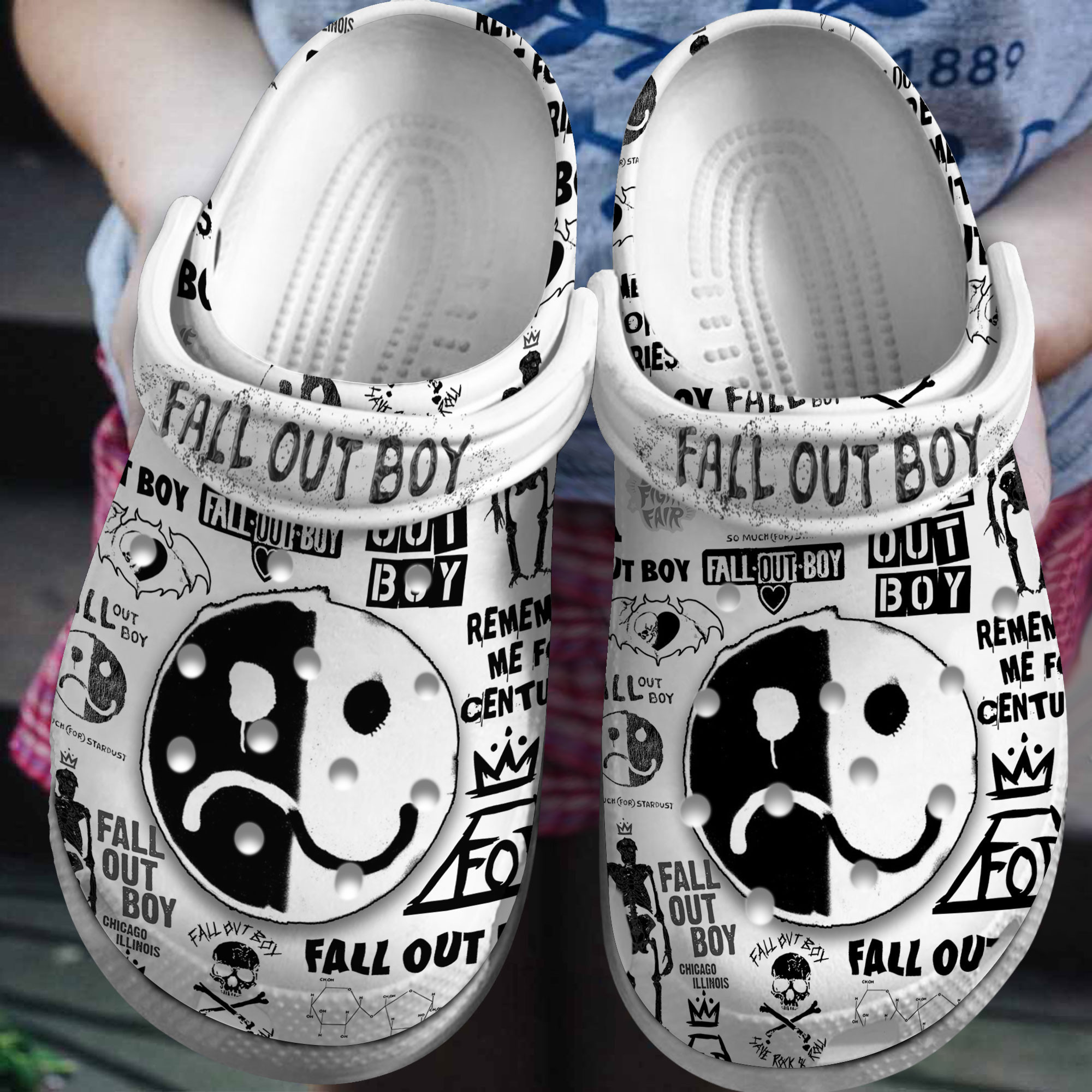 Premium Fall Out Boy Music Crocs Crocband Clogs Shoes Comfortable For Men Women and Kids