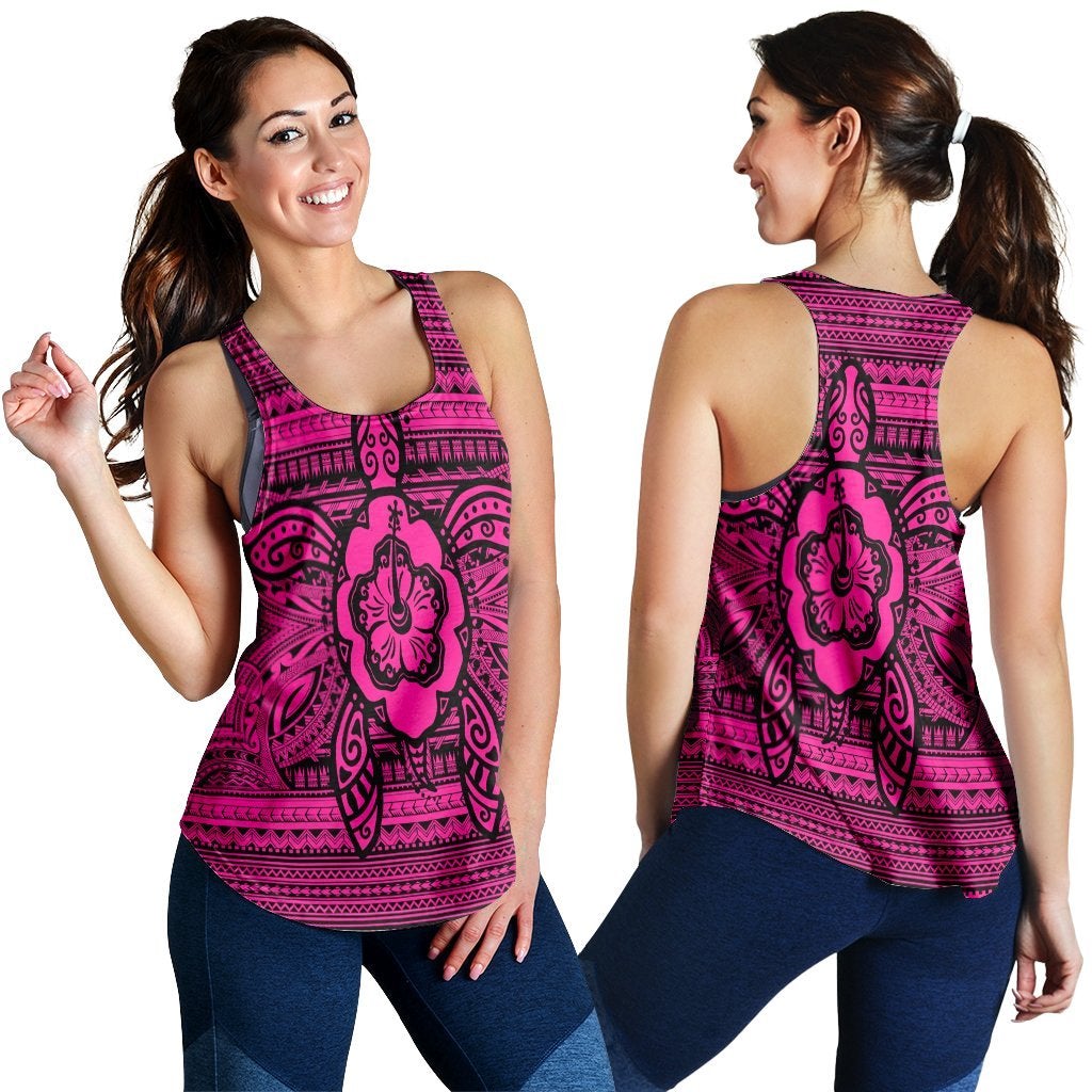 Hawaii Turtle Polynesian Tribal Racerback Tank Pink Ha65173