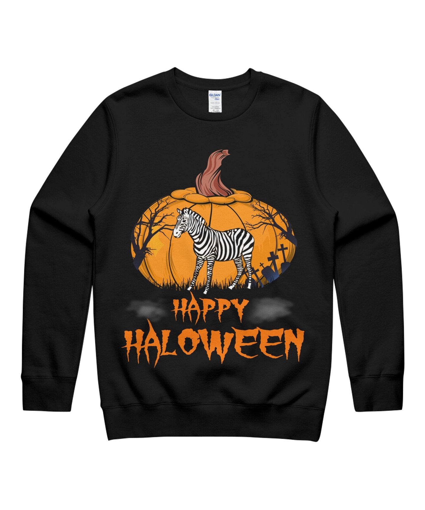 Zebra Pumpkin Happy Halloween Costumes Scary Matching Animal Unisex Crewneck Sweatshirt