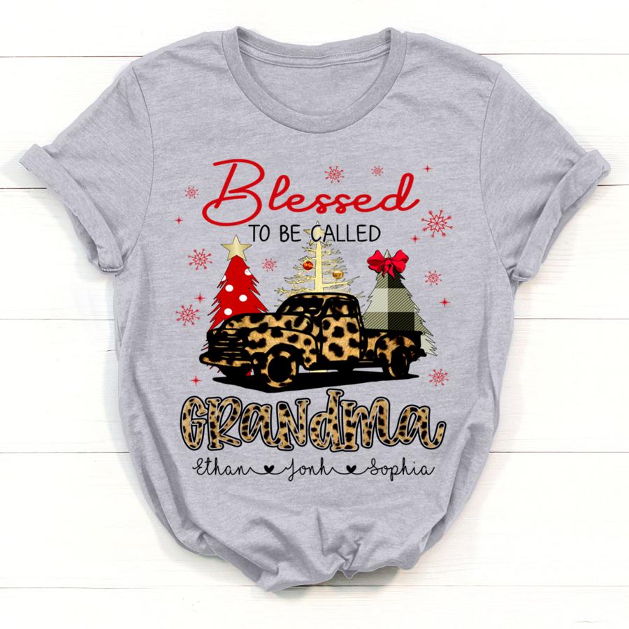 Lovelypod Shirt, Blessed To Be Called Grandma Christmas Shirt, Leopard Grandma Custom Gift Shirt