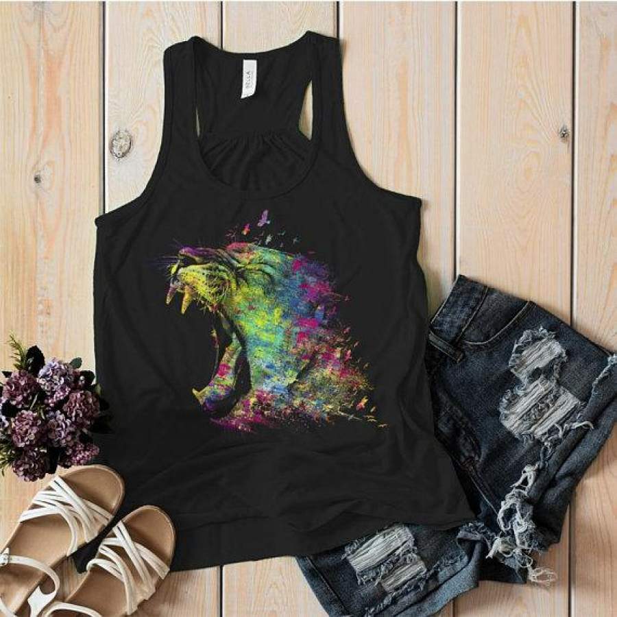 Women’s Grunge T Shirt Lion Shirt Mountain Lions Graphic Tank Top Artistic Shirts