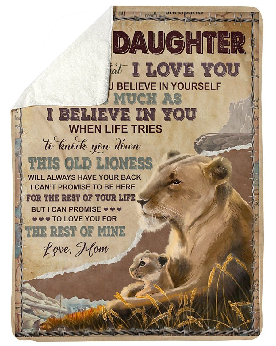 When Life Tries To Knock You Down Wild Lion Mom Gift For Daughter Sherpa Blanket