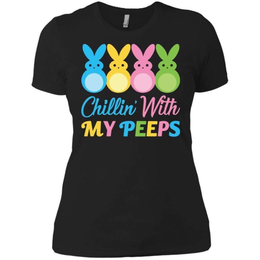 Bunny Easter Chillin With My Peeps Women Cotton T-Shirt