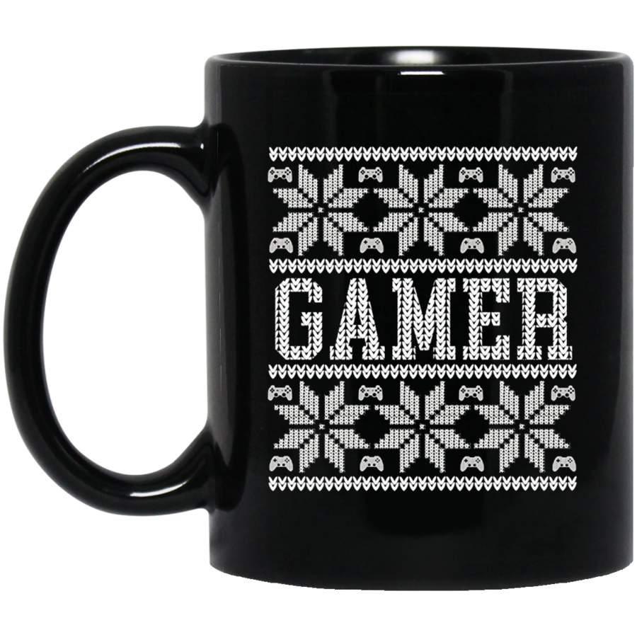 Ugly Christmas Sweater Funny Video Game Gamer 11 oz 15 oz Black Mug