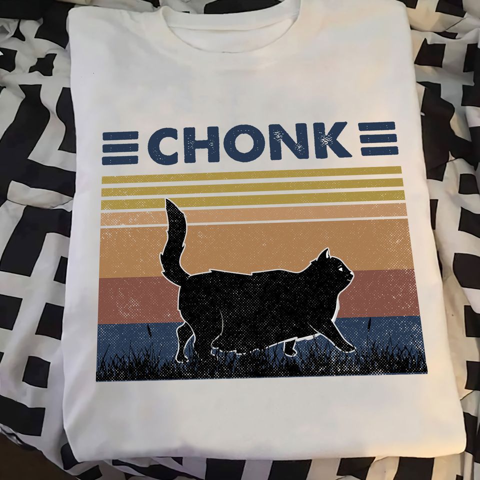 Vintage Chubby Black Cat Chonk Gift Standard/Premium T-Shirt