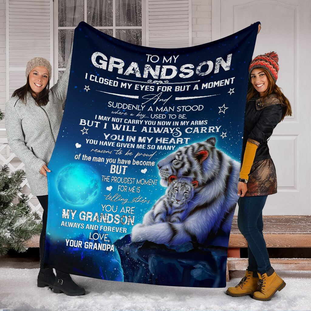 Tigers Blanket Grandpa’S Gift For Grandson – You Have Given Me So Many Reasons To Be Proud Quilting Presents For Birthday Christmas Thanksgiving