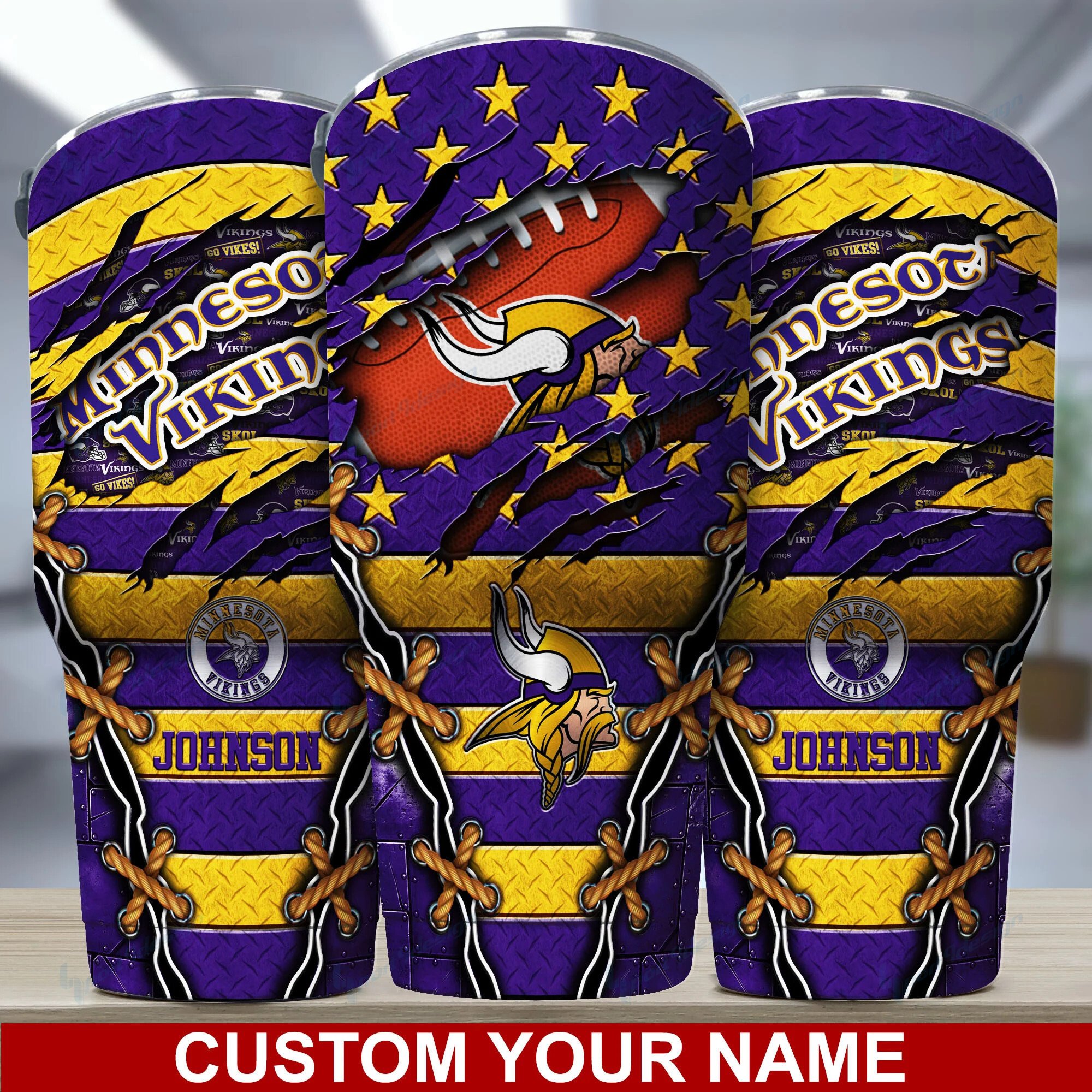 Minnesota Vikings Custom Name Tumbler Bg19