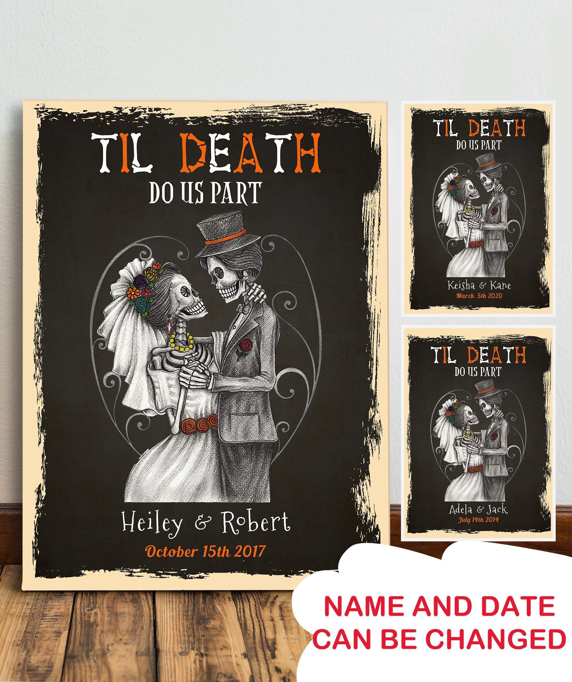 [Personalized Name & Date] Til Death Do Us Part – Halloween Couple Canvas – Can Vas Prints