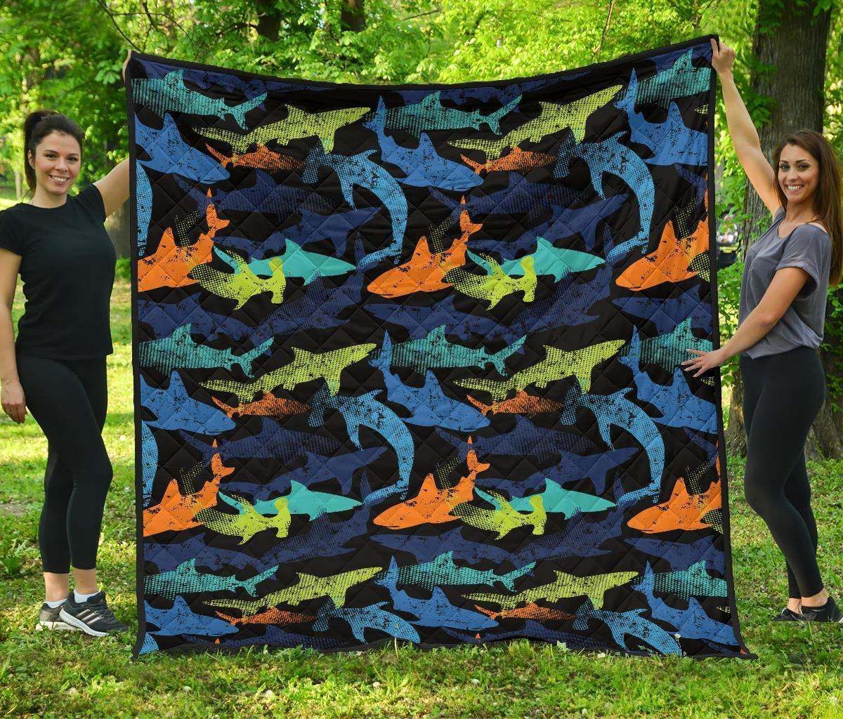 Colorful Shark Dhcdhc Dt1910 Quilt Blanket