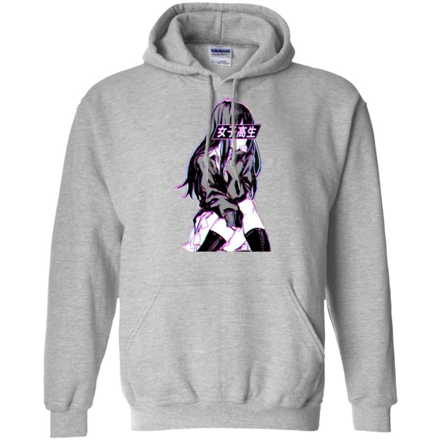 AGR SCHOOLGIRL (Glitch) – Sad Japanese Anime Aesthetic Gildan Pullover Hoodie