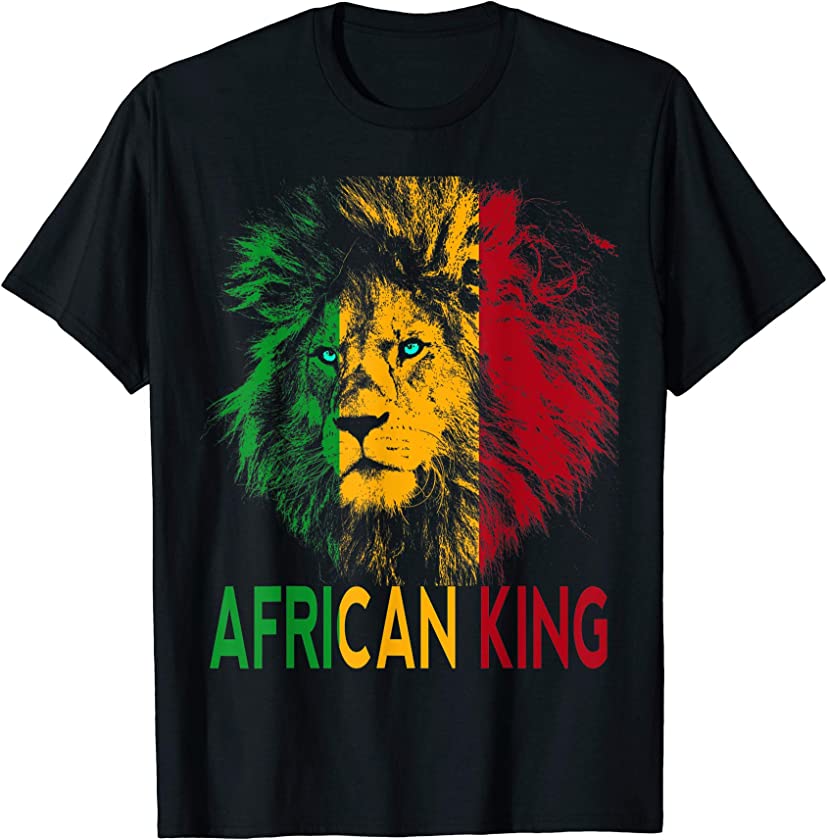 African King Africa Colors Flag Lion Black Men Women Kids T-Shirt