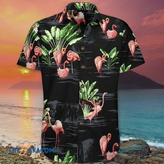 Black Pink Flamingo Banana Tree The Best Gift For Lovers Hawaiian Shirt Ha41952