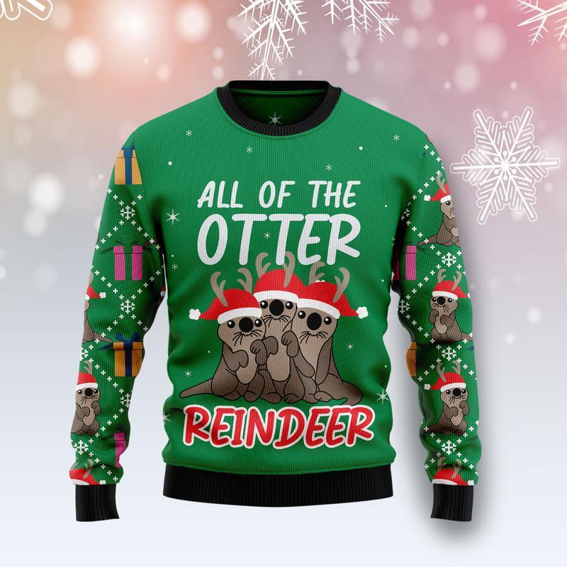 Otter Reindeer Face Ugly Christmas Sweater | For Men & Women | Adult | Us5575