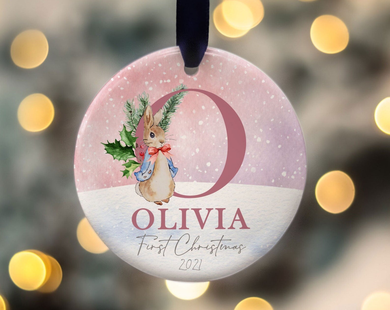 Personalized Baby’S First Christmas Rabbit 1St Baby Gift Xmas Bauble New Baby Gift Keepsake Ornament