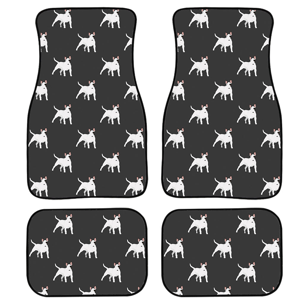 Black Bull Terrier Pattern Print Front And Back Car Floor Mats, Front Car Mat