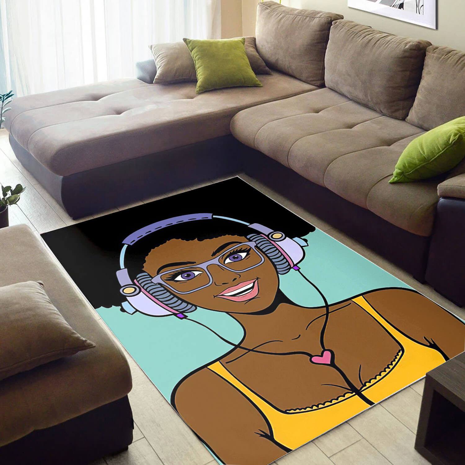 African American Area Rugs Beautiful Black Girl Afro African Print Carpet Afrocentric Home Decor And Style WBG43396