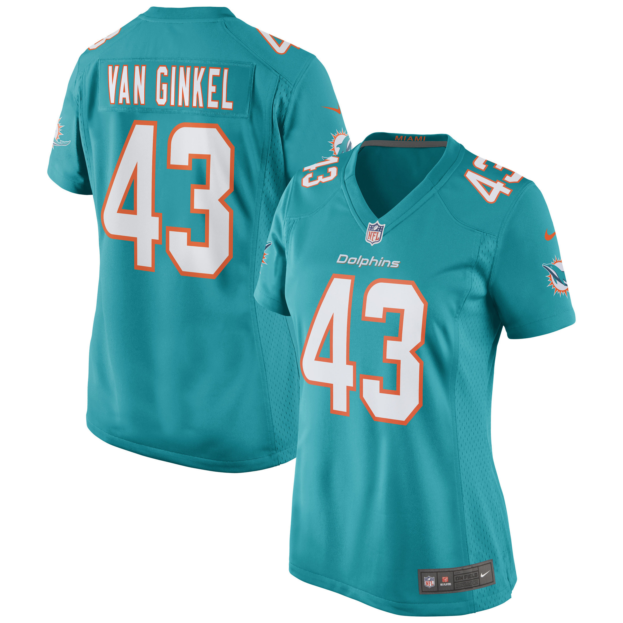 Andrew Van Ginkel Miami Dolphins Womens Game Jersey – Aqua NFL